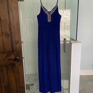 Xoxo bright blue jumpsuit with pockets size M